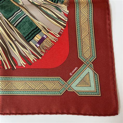 Hermes Carre 90 Scarf cuirs DU Desert Red Silk Scarf 